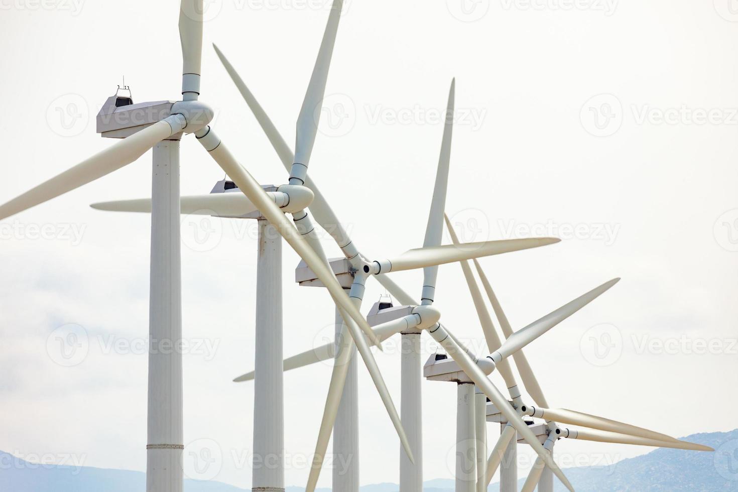 Dramatic Wind Turbine Farm in the Desert of California. photo