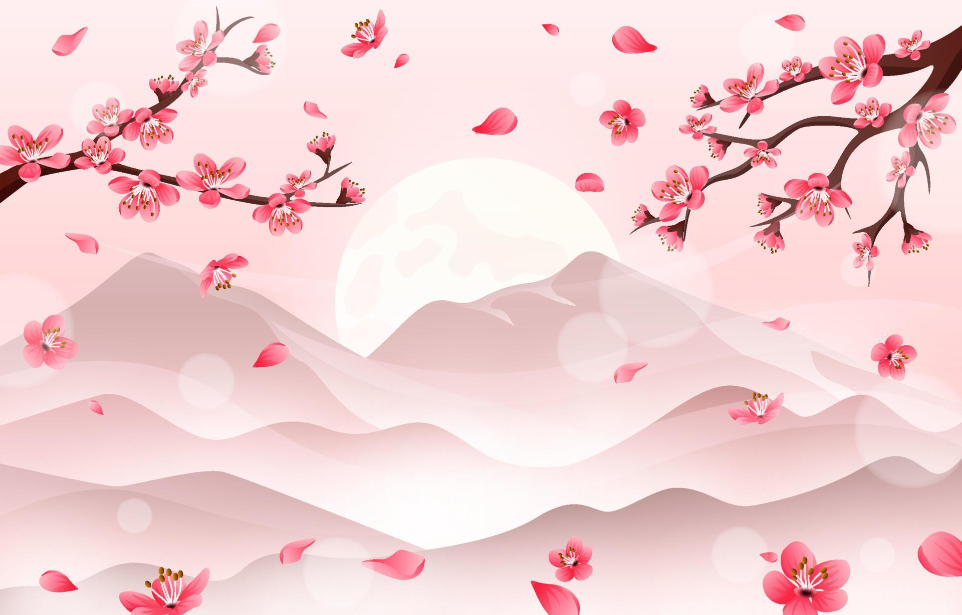 Peach Blossom in the Mountain Concept Background 16373554 Vector Art at