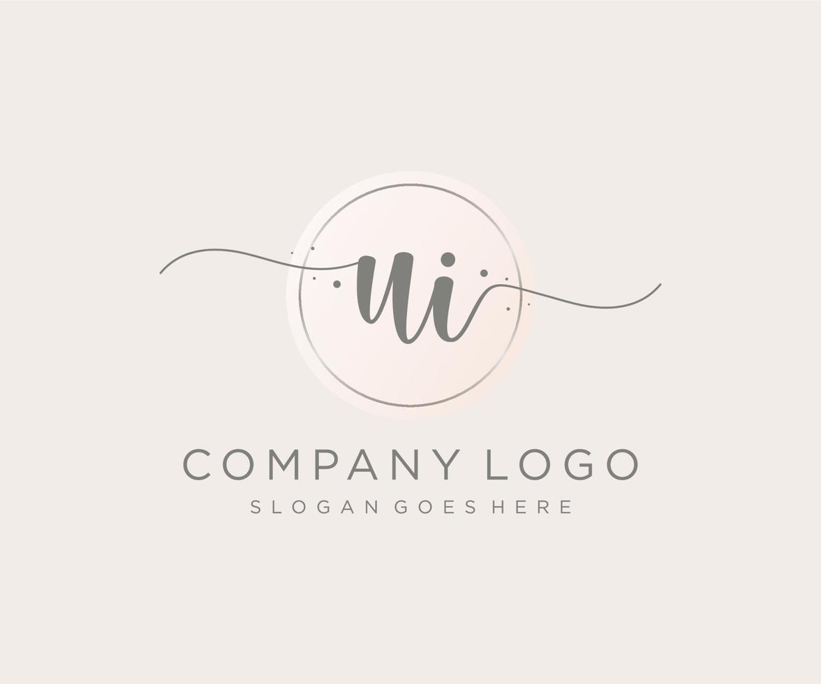 Initial UI feminine logo. Usable for Nature, Salon, Spa, Cosmetic and Beauty Logos. Flat Vector Logo Design Template Element.