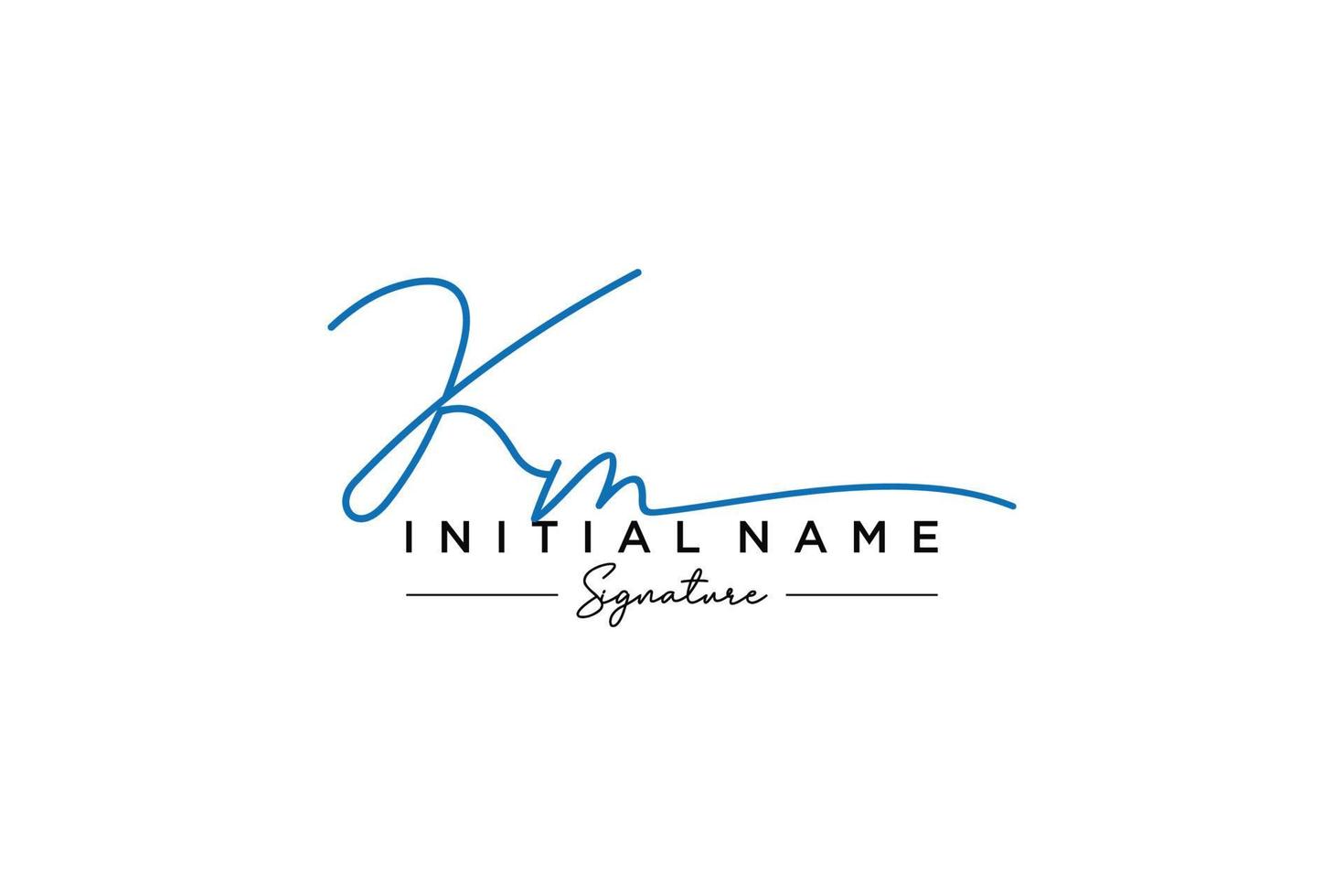 Initial KM signature logo template vector. Hand drawn Calligraphy lettering Vector illustration.