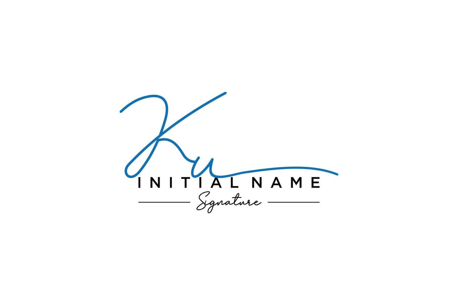 Initial KU signature logo template vector. Hand drawn Calligraphy lettering Vector illustration.