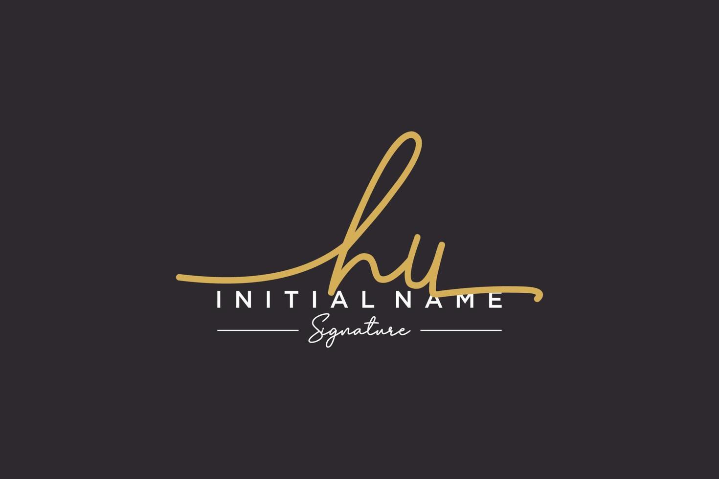 Initial HU signature logo template vector. Hand drawn Calligraphy lettering Vector illustration.