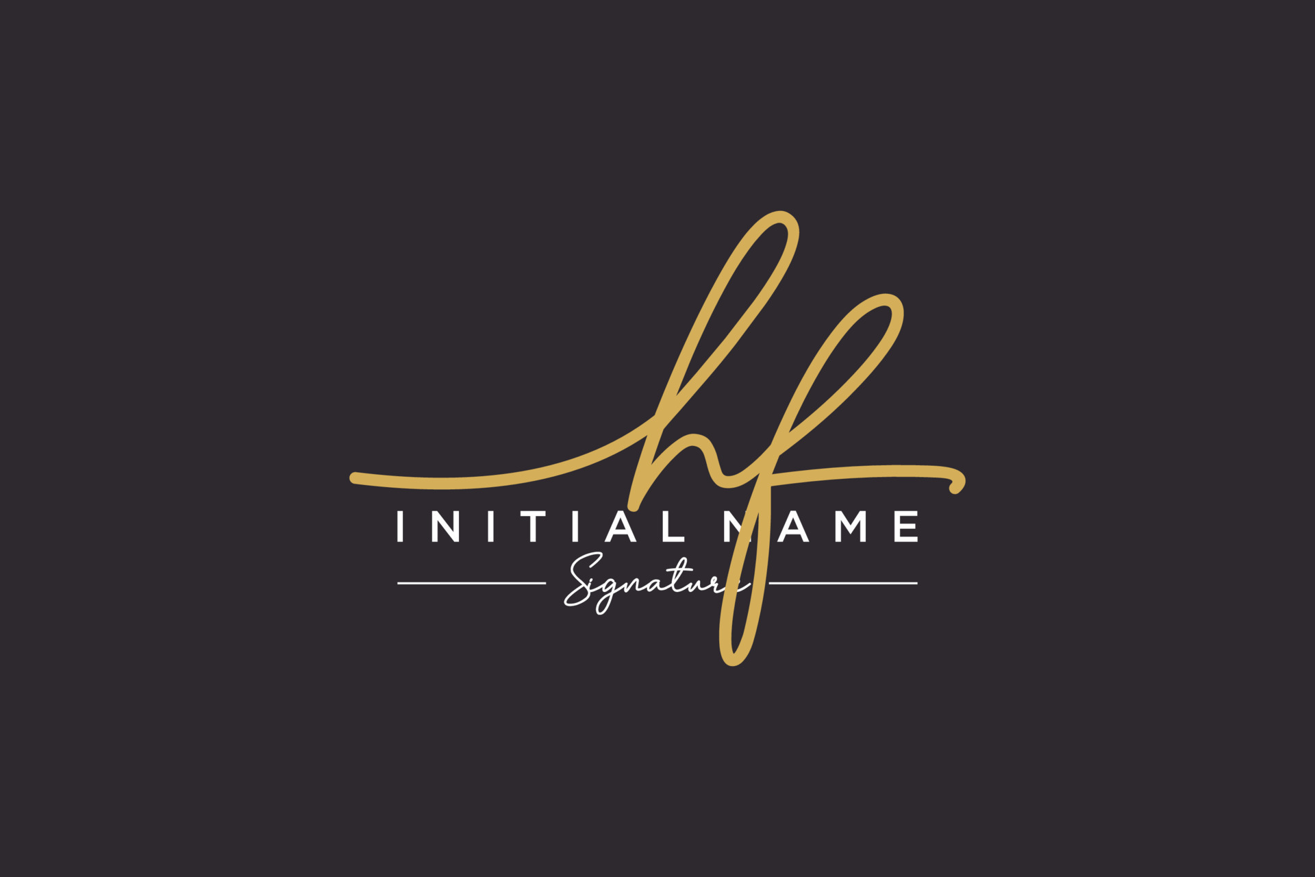 Initial HF signature logo template vector. Hand drawn Calligraphy ...