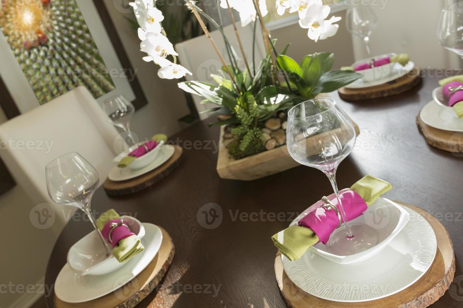 Abstract of Dining Table with Place Settings photo