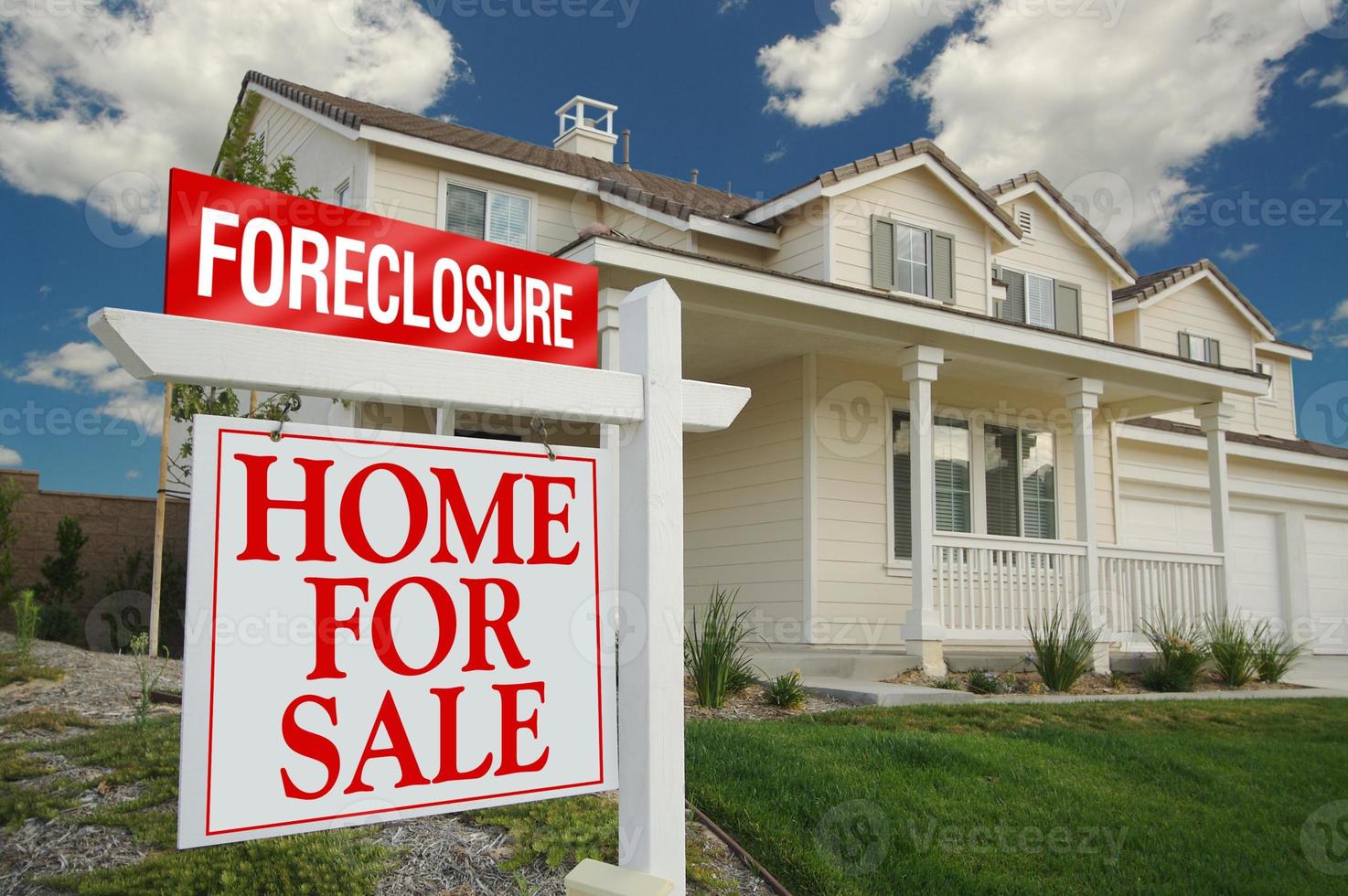 Foreclosure Home For Sale Sign and House photo