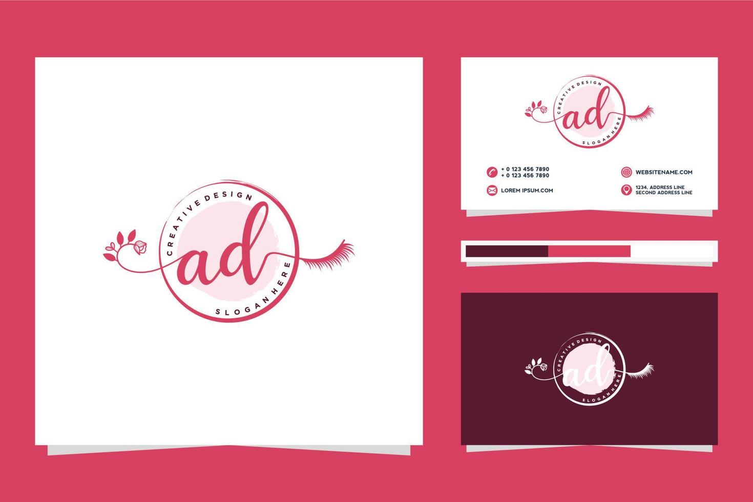 colecciones de logotipos femeninos de anuncios iniciales y vector premium de plantilla de tarjeta de visita