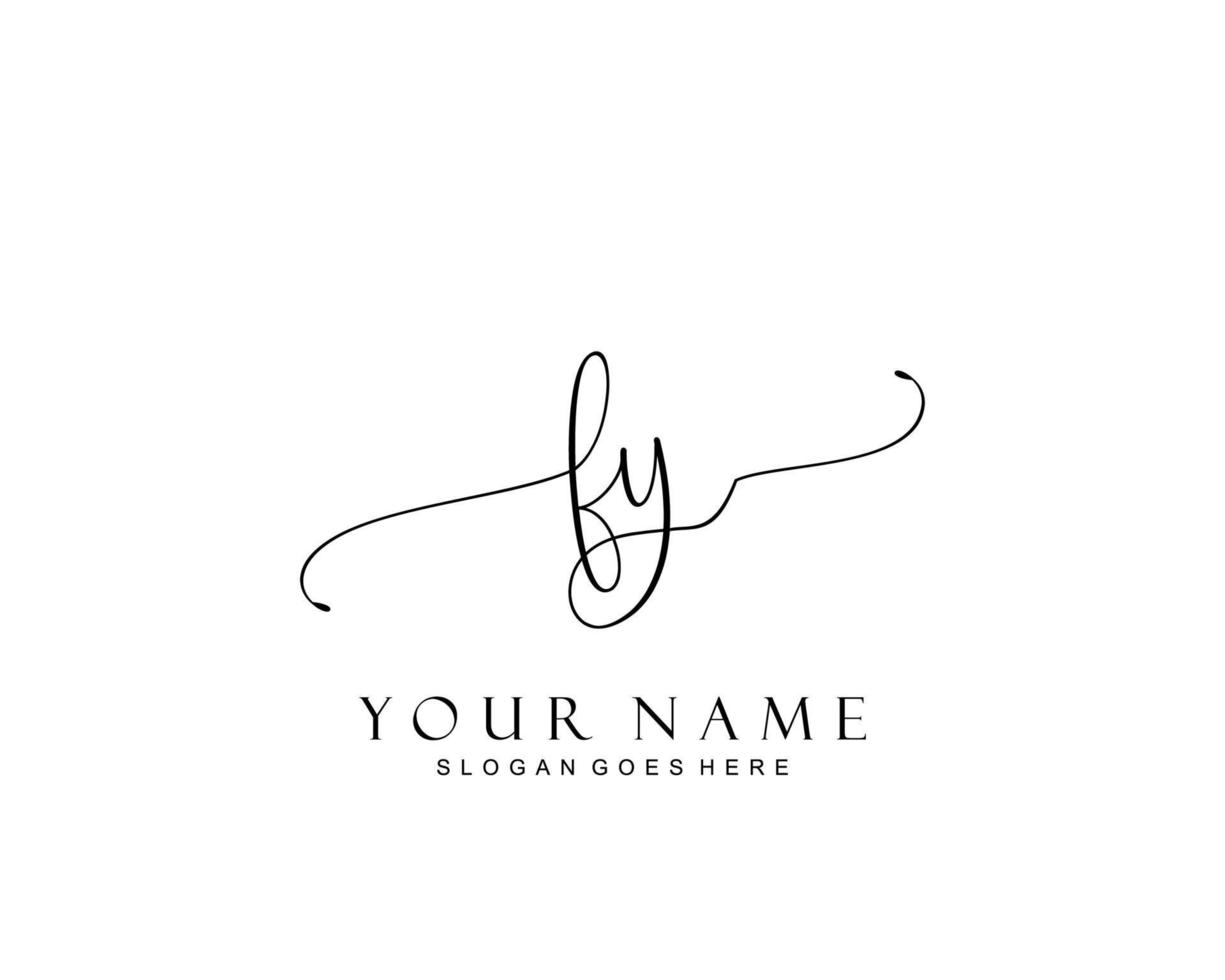Initial FY beauty monogram and elegant logo design, handwriting logo of initial signature, wedding, fashion, floral and botanical with creative template. vector