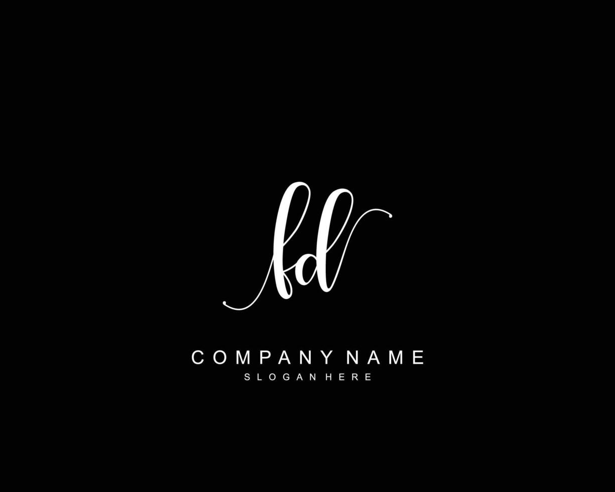 Initial FD beauty monogram and elegant logo design, handwriting logo of initial signature, wedding, fashion, floral and botanical with creative template. vector