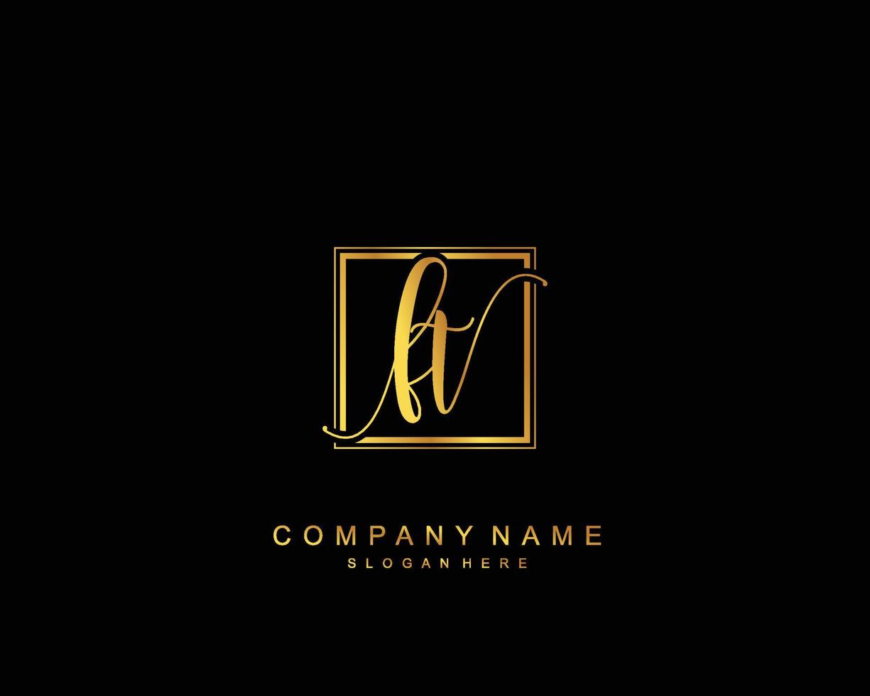Initial FT beauty monogram and elegant logo design, handwriting logo of initial signature, wedding, fashion, floral and botanical with creative template. vector