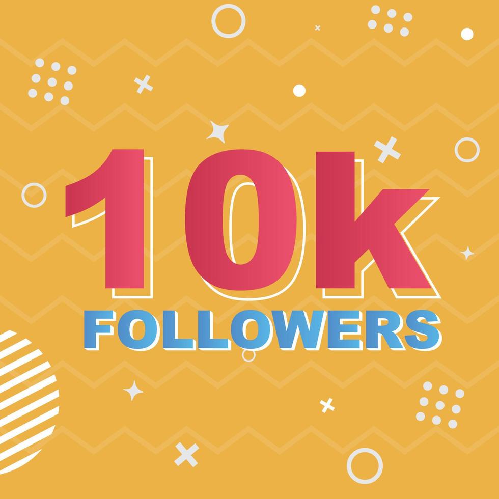 10k Followers Card Celebration Vector. 90000 Followers Congratulation Post Social Media Template. Modern colourful design. vector