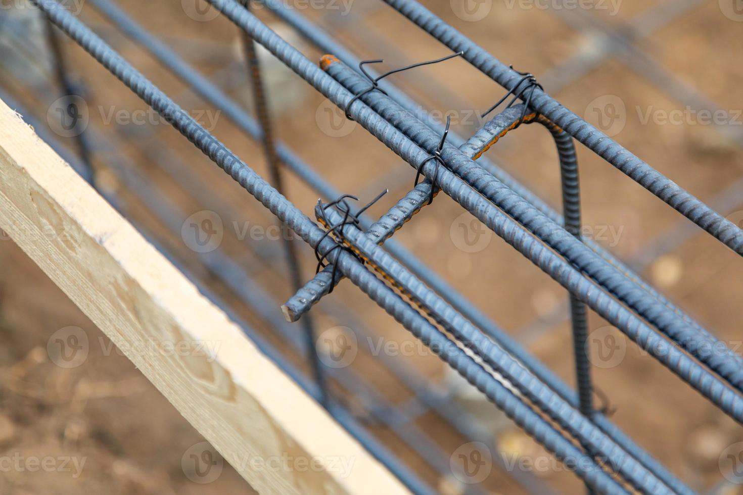 New Steel Rebar Framing Abstract At Construction Site photo