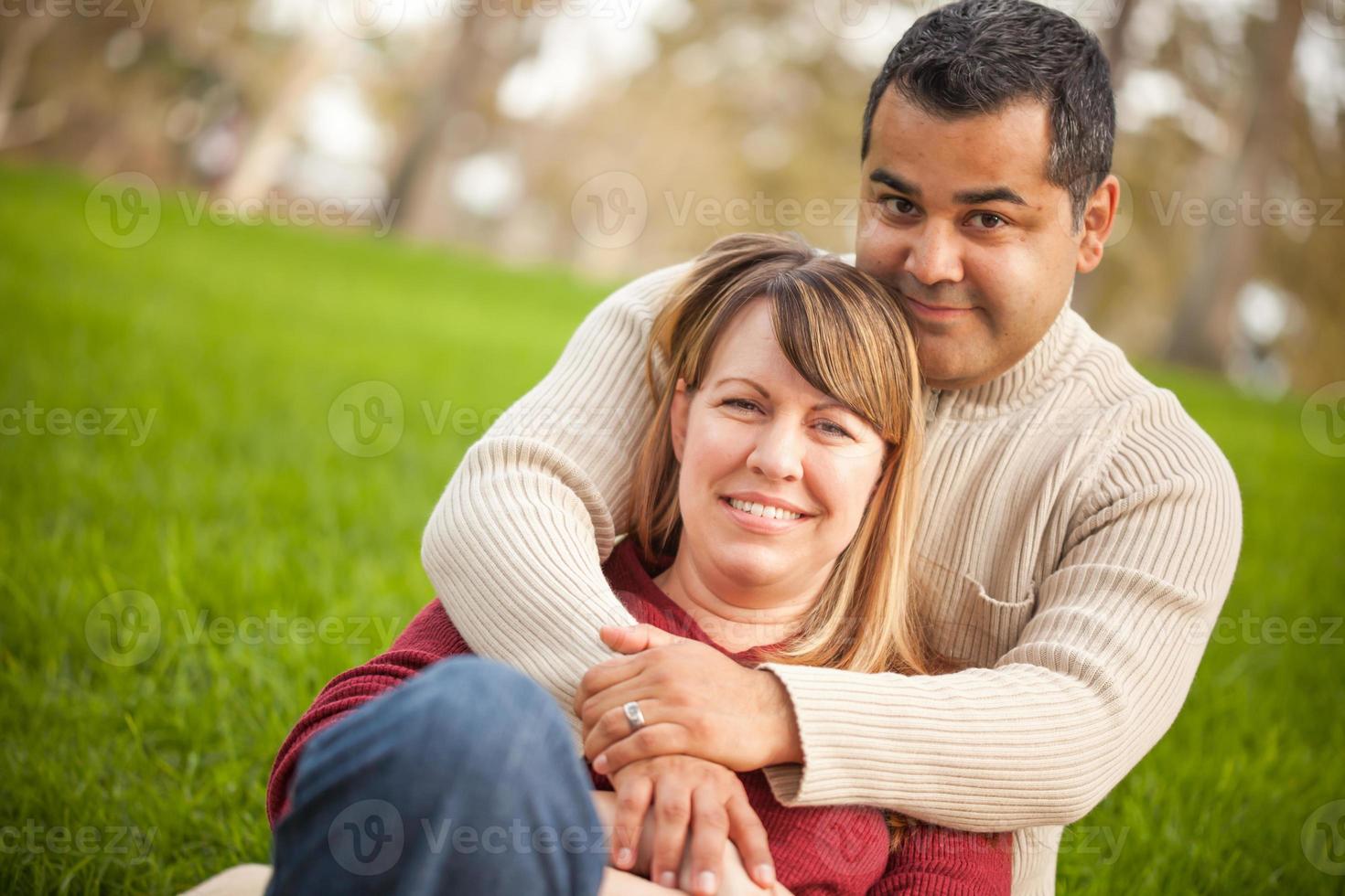Attractive Mixed Race Couple Portrait in the Park photo