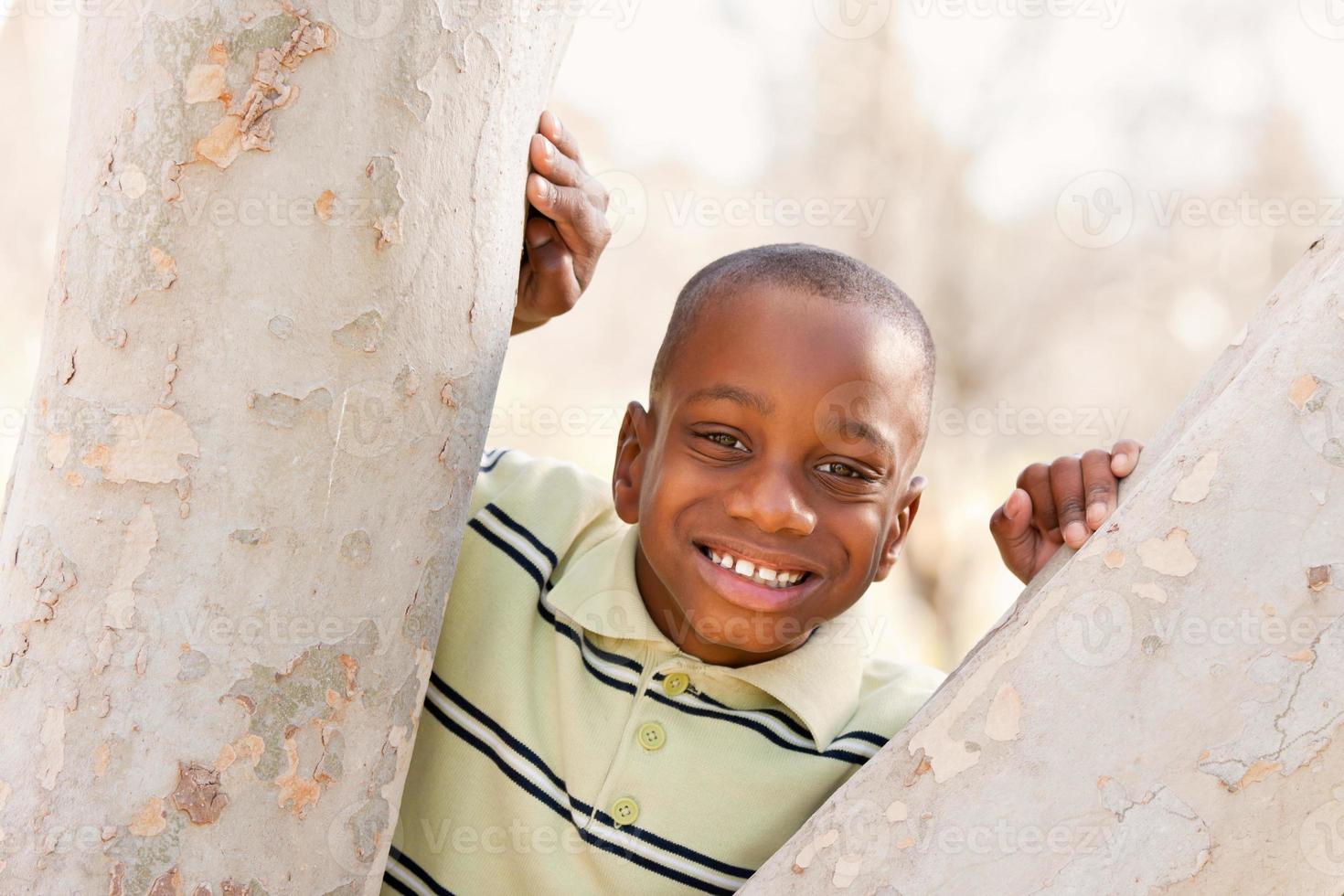 Young African American Boy Playing in the Park photo