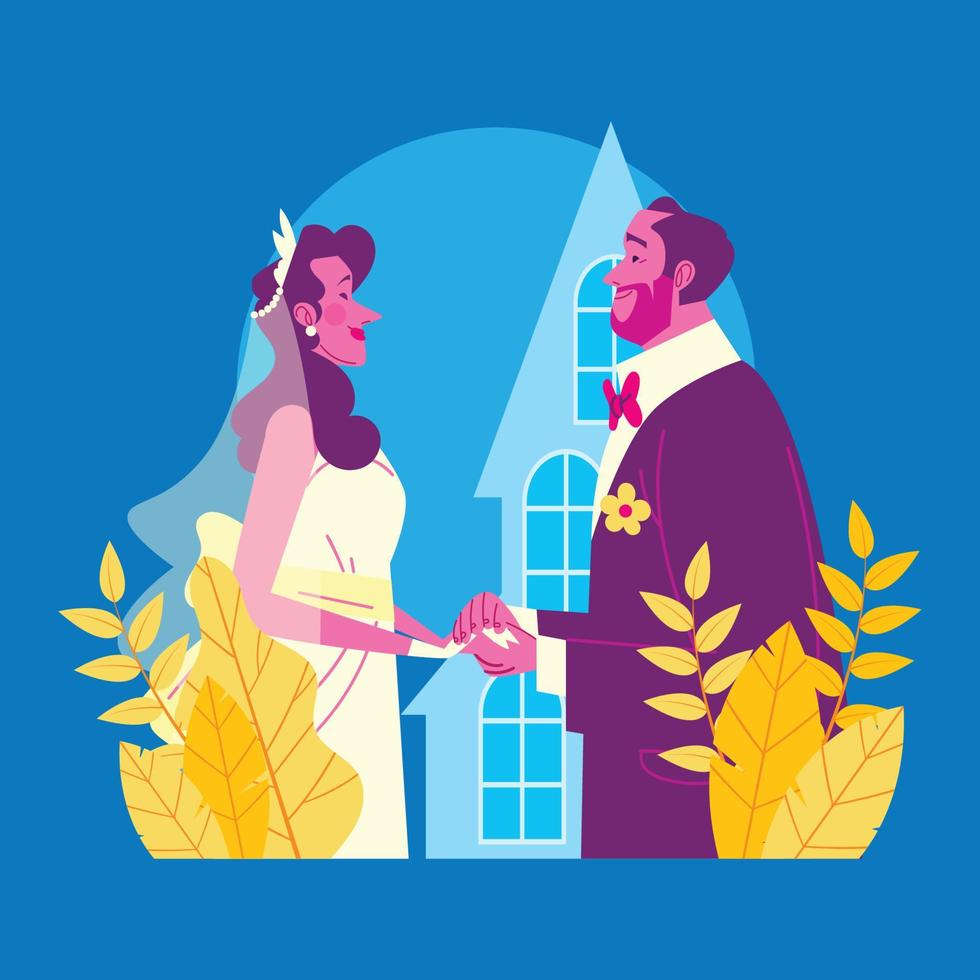 Happy Couple in Wedding vector