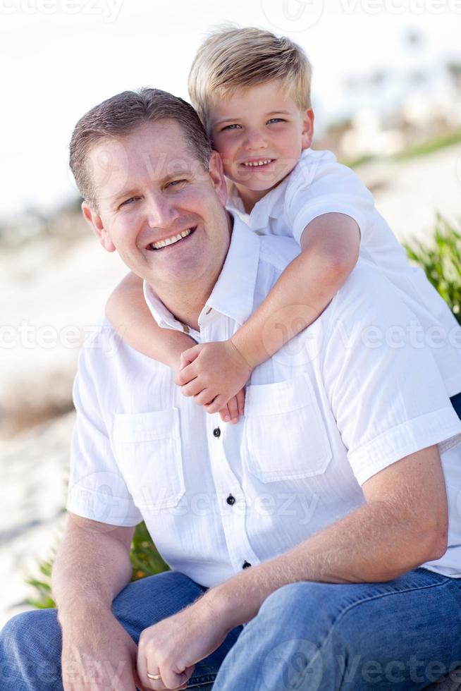 Cute Son with His Handsome Dad Portrait photo