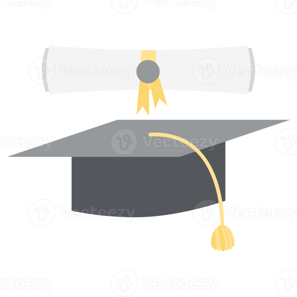 sombrero de graduación con rollo de certificado de diploma png