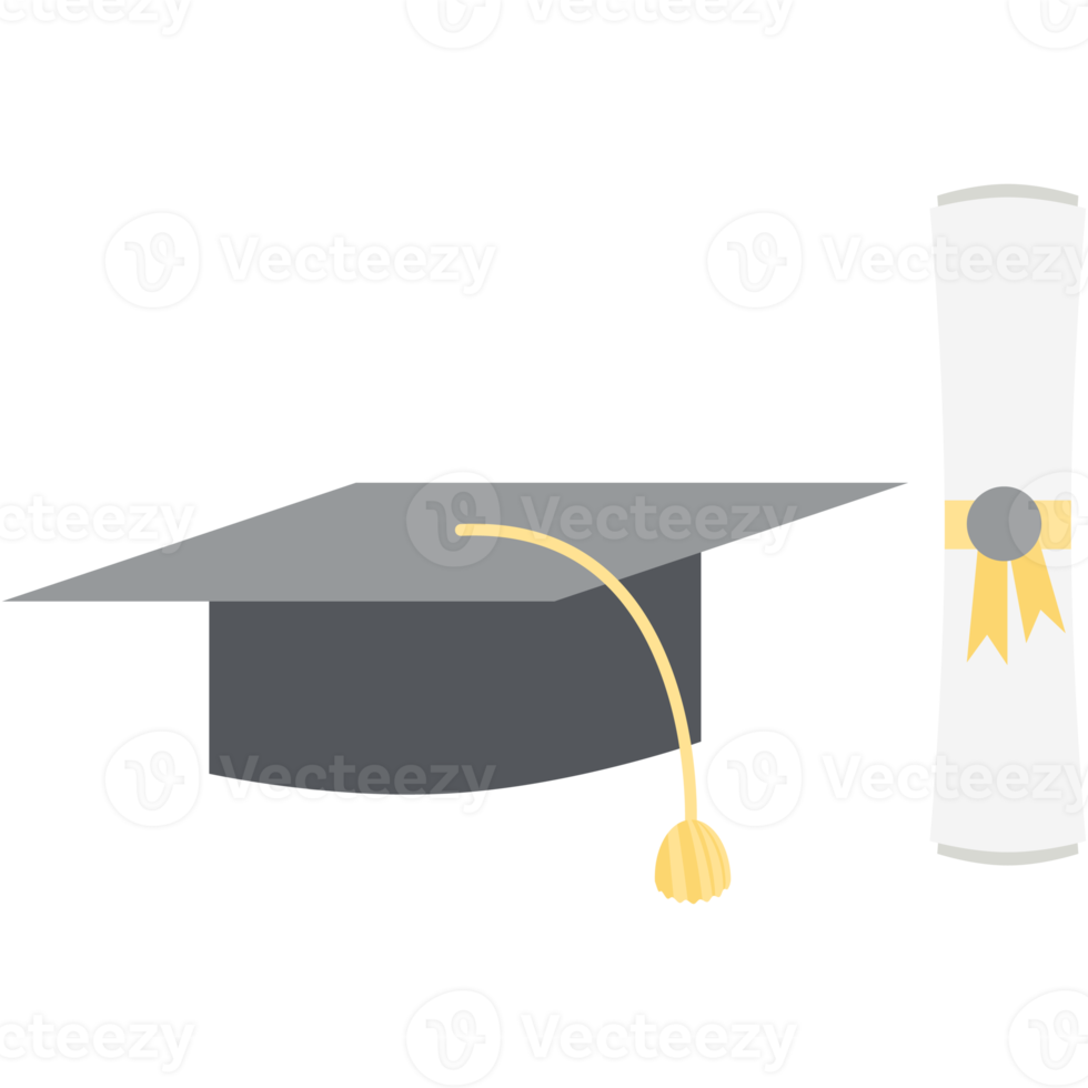 graduation hat with diploma certificate roll png