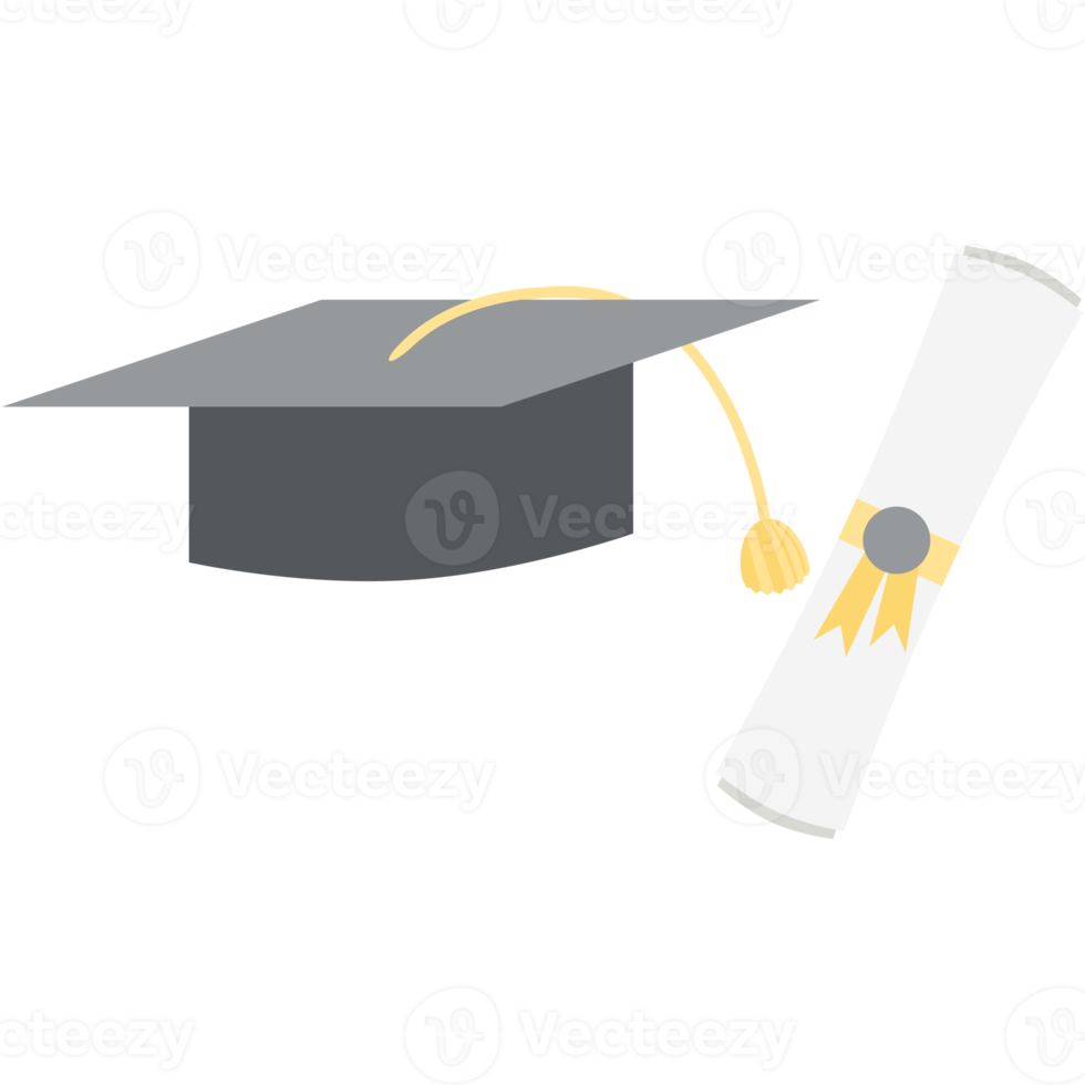 graduation hat with diploma certificate roll png