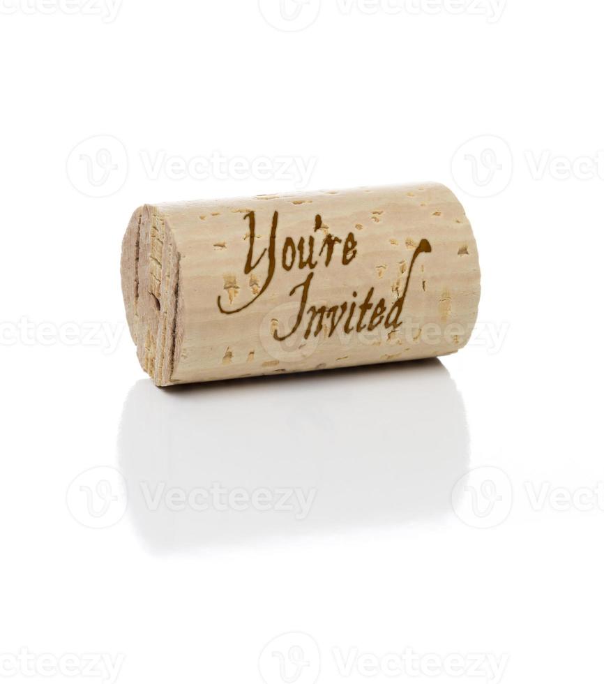 You're Invited Branded Wine Cork on White photo