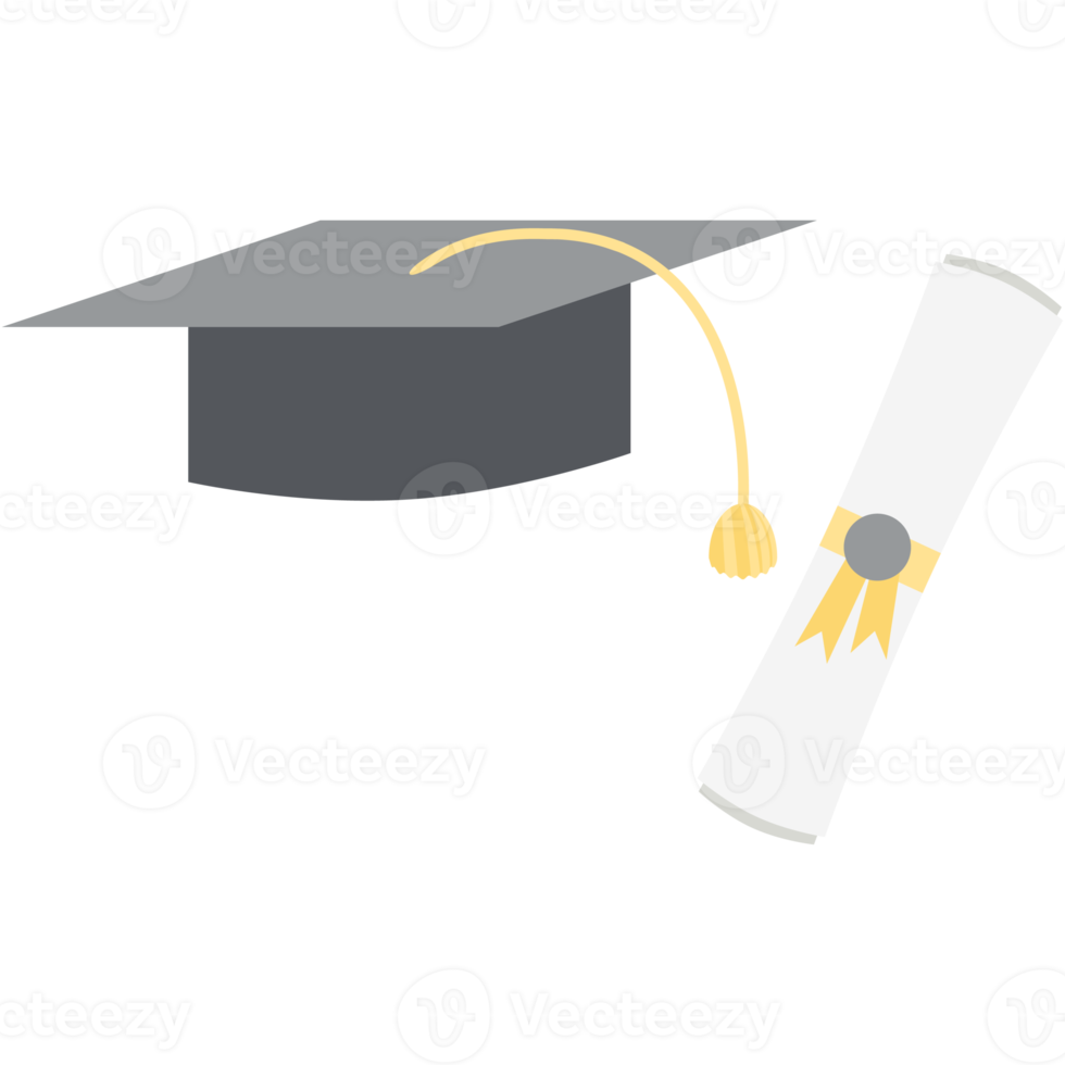 graduation hat with diploma certificate roll png