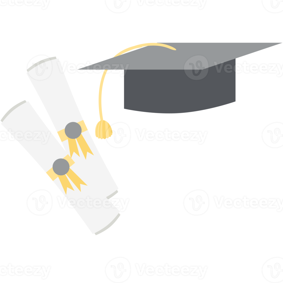 graduation hat with diploma certificate roll png