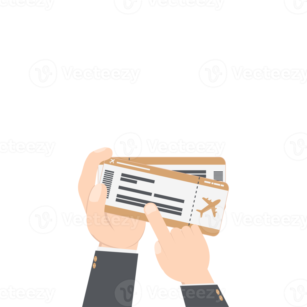 hand holding airplane ticket and passport png