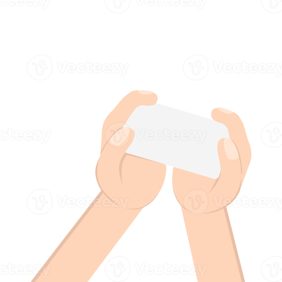 hand holding white blank name card png