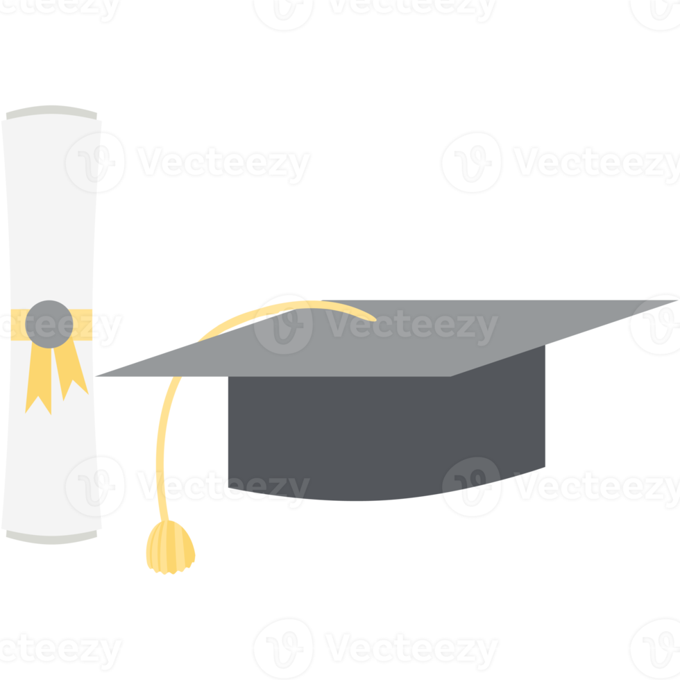 graduation hat with diploma certificate roll png