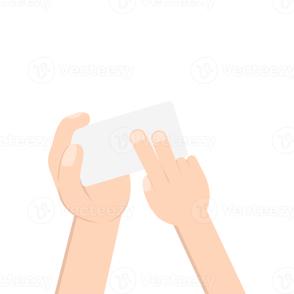 hand holding white blank name card png