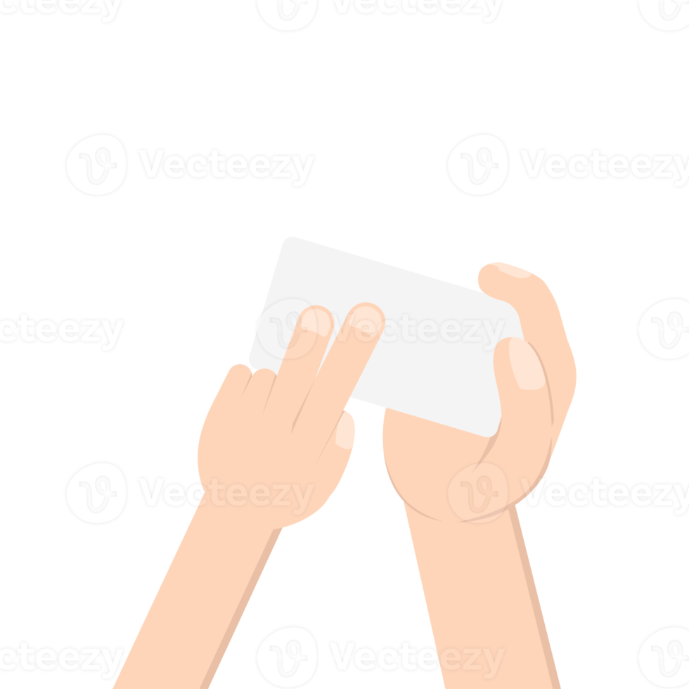 hand holding white blank name card png