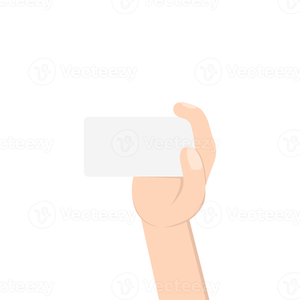 hand holding white blank name card png