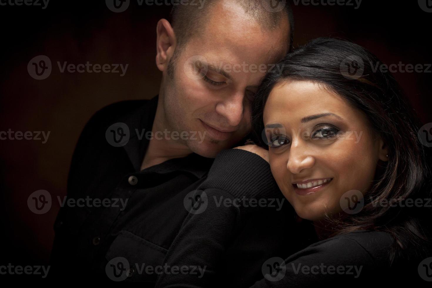 Happy Mixed Race Couple Flirting with Each Other photo