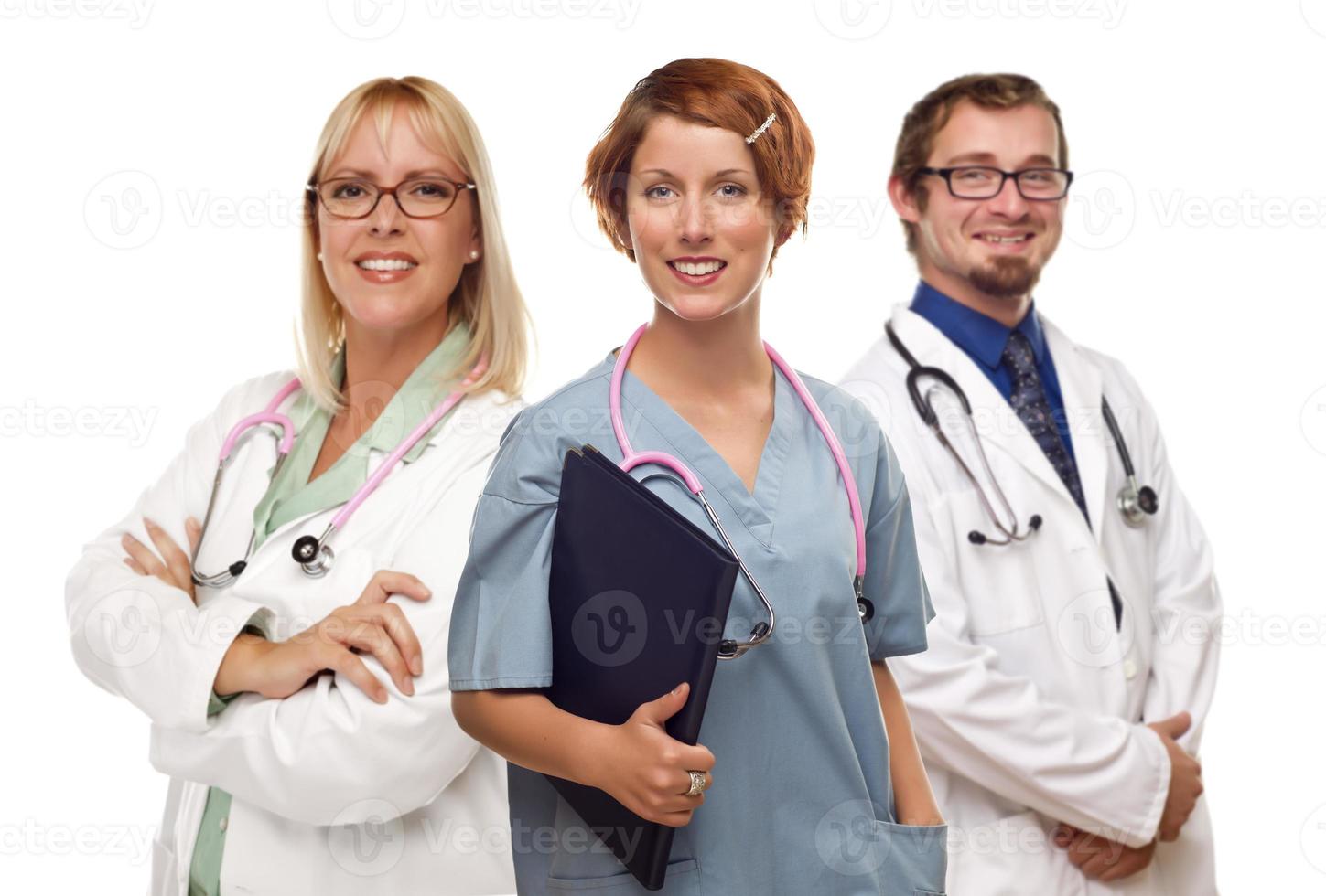 Group of Doctors or Nurses on a White Background photo