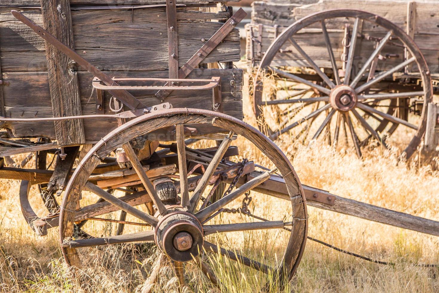 Abstract of Vintage Antique Wood Wagons and Wheels. photo