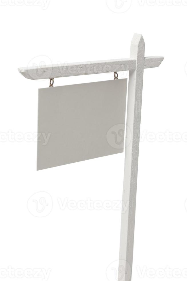 Blank Real Estate Sign on White with Clipping Path photo