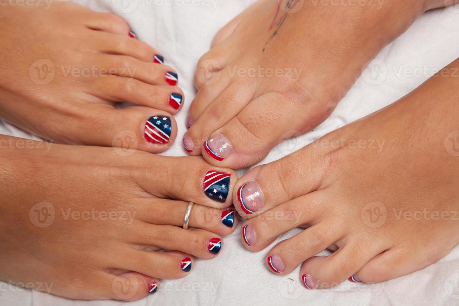 Pedicure nail art USA themed photo
