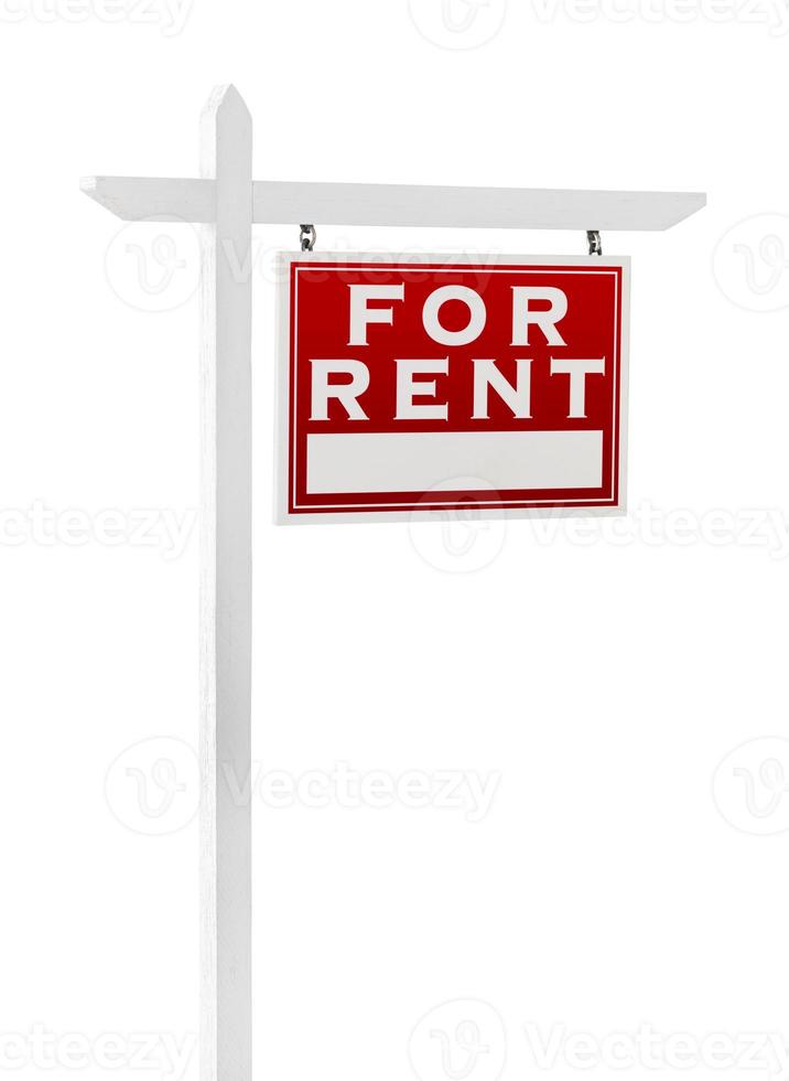 Right Facing For Rent Real Estate Sign Isolated on a White Background. photo