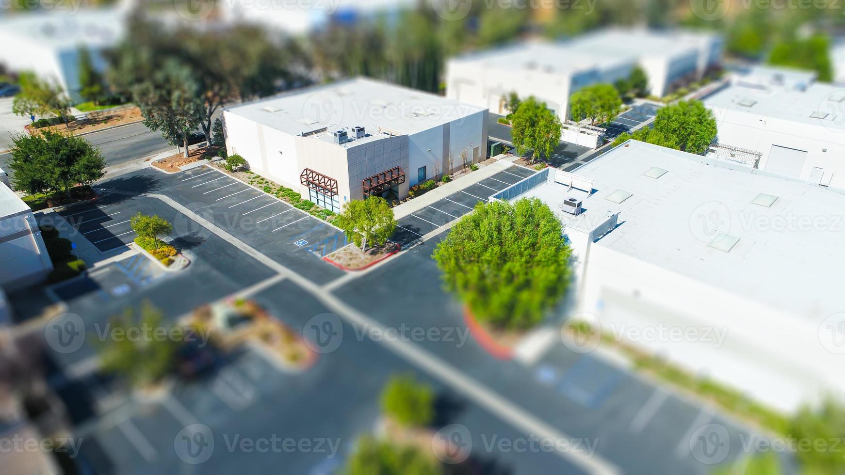 Aerial View of Commercial Buildings With Tilt-Shift Blur photo