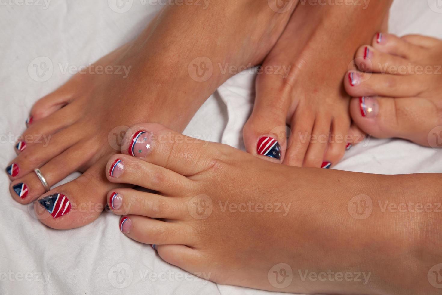 Pedicure nail art USA themed photo