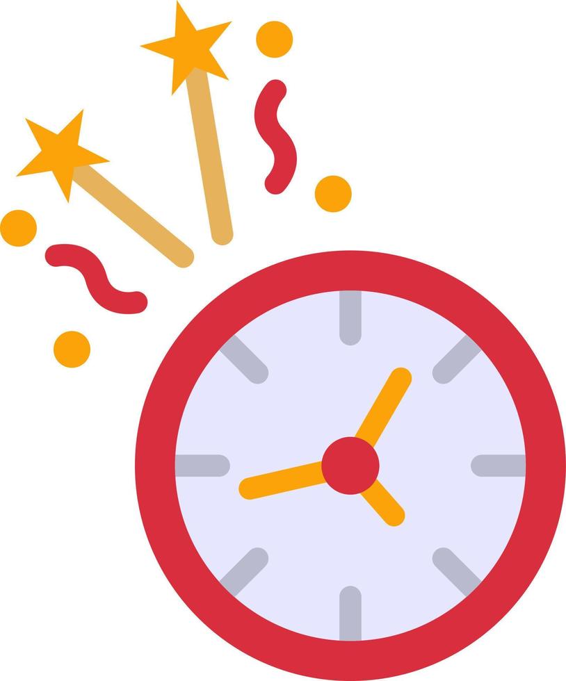 New Year Clock Vector Icon Design