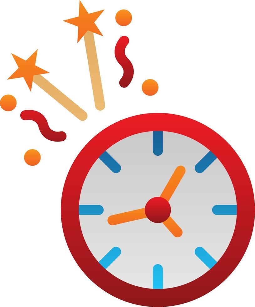 New Year Clock Vector Icon Design