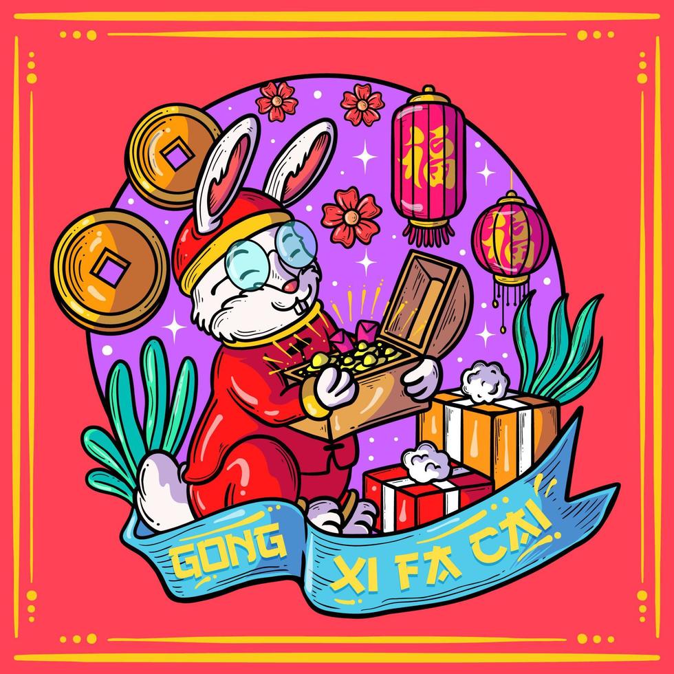 Rabbit Celebrating Chinese New Year vector