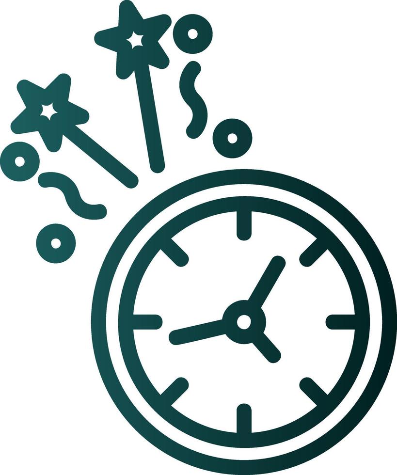 New Year Clock Vector Icon Design