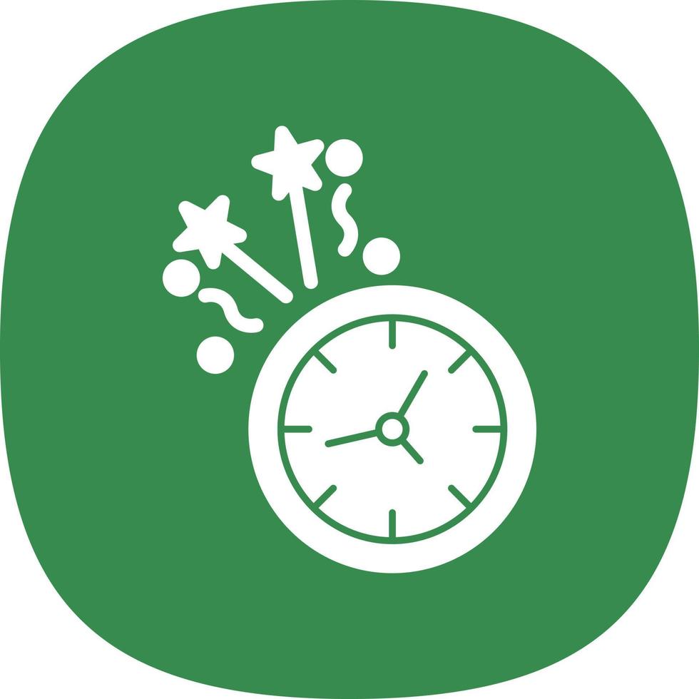 New Year Clock Vector Icon Design