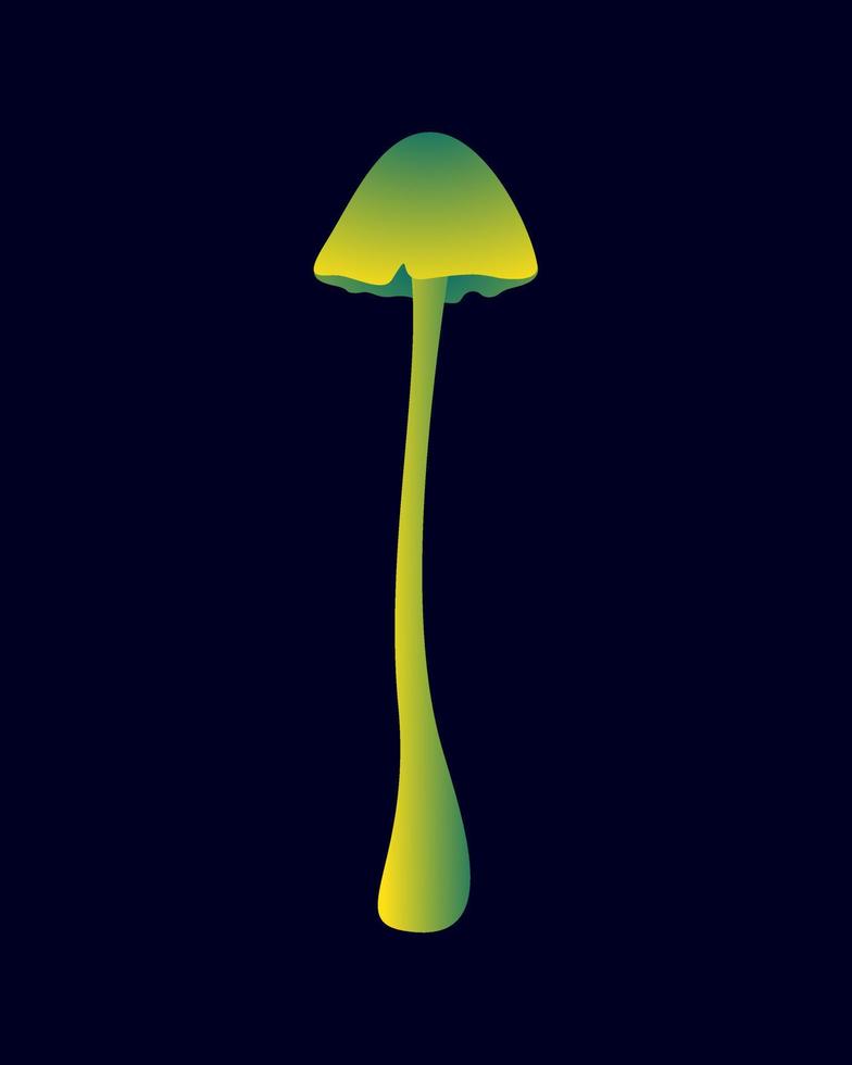 ilustración de hongo verde y amarillo neón vector