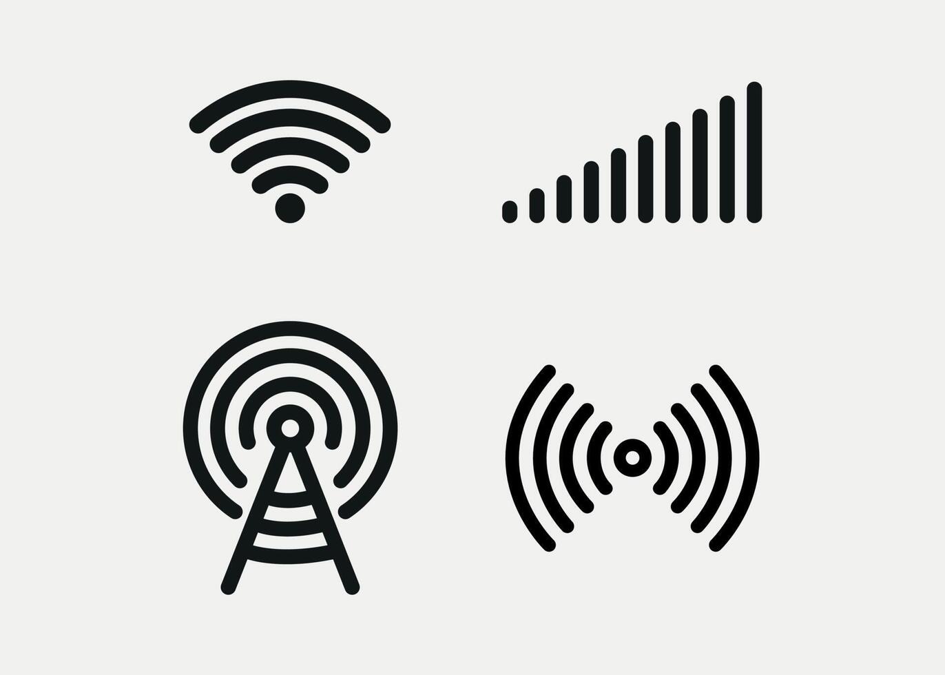 Wireless signal web icon set. Wi fi icons. Secured, anthena, password protected icons. vector