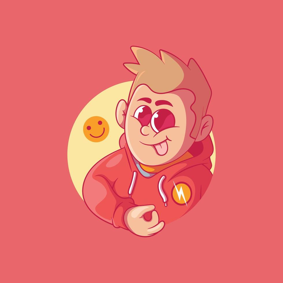Cool Character making a hand sign calling attention. Funny, smile, sharing design concept. vector