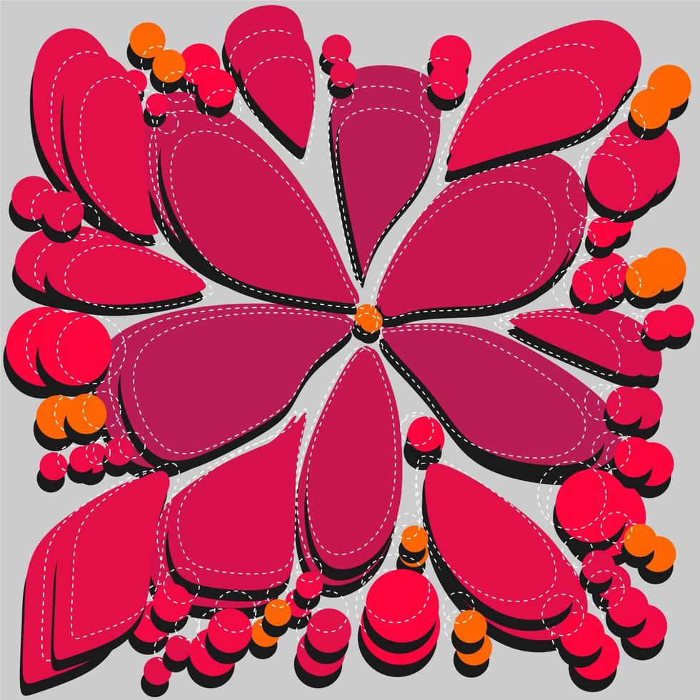 Hand drawn beautiful red abstract flower blob vector
