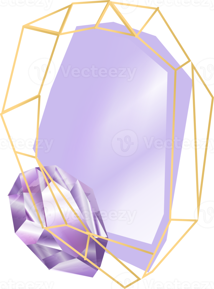 etiqueta de borde de gema de cristal púrpura y amatista png