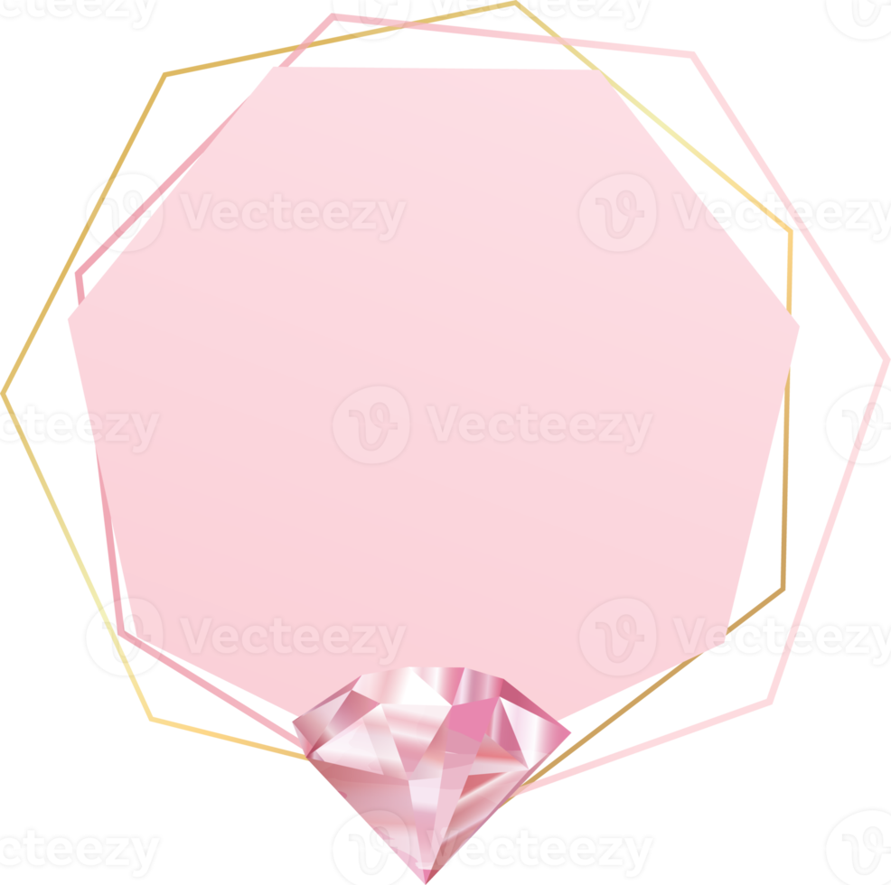 Rose Quartz and pink crystal gem border label png